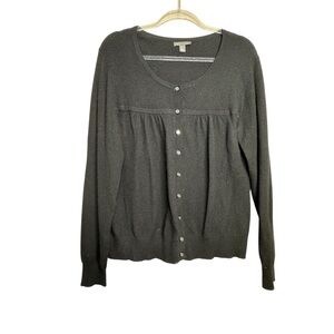 Apt. 9 Black 100% cashmere button down sweater cardigan size XL C6